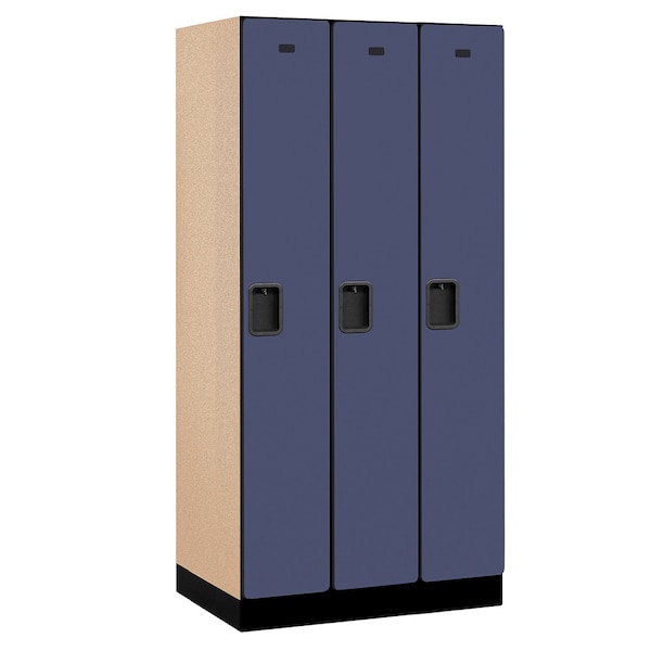 Salsbury Industries Wardrobe Locker, 36" W, 21" D, 76" H, (3) Wide, (3) Openings, Blue 31361BLU - main